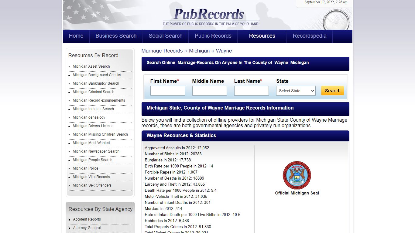 Wayne County, Michigan Marriage Records - Pubrecords.com